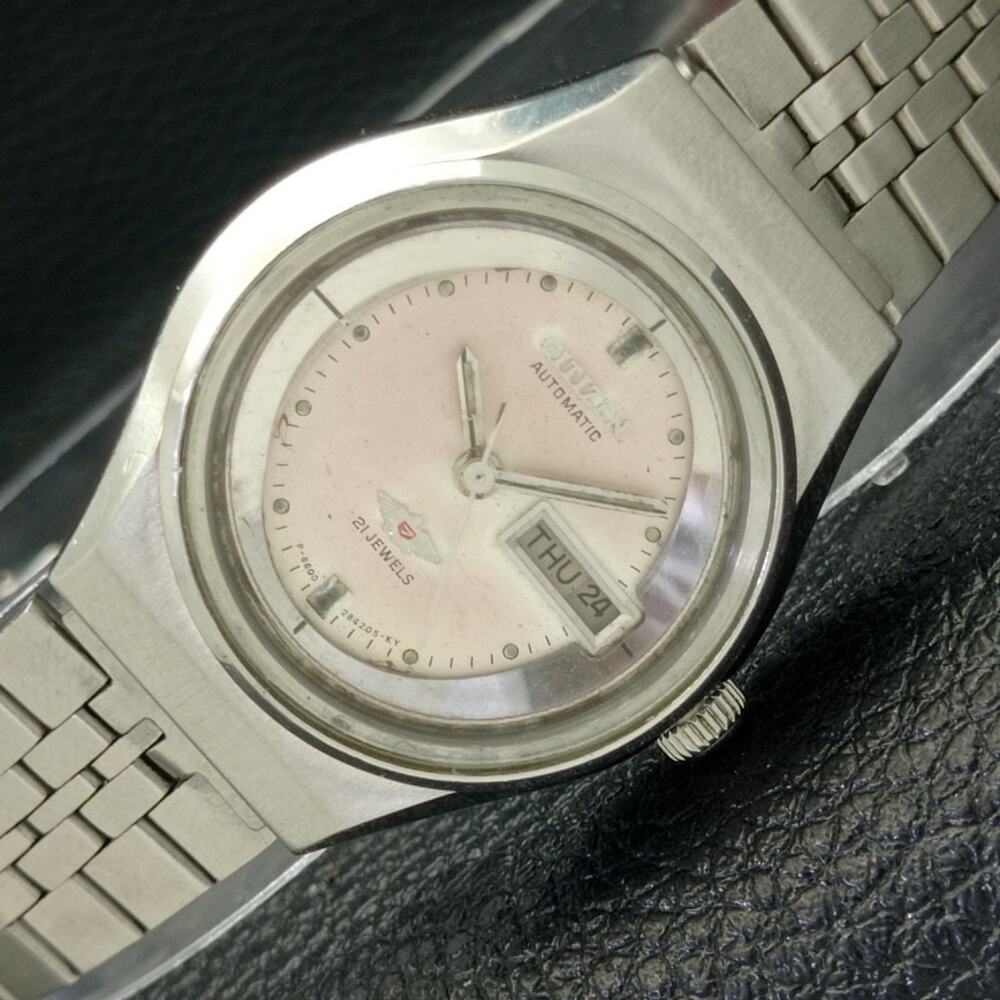 Vintage 1988 Citizen Automatic Womans Silver Watch W/daydate & Silver accents